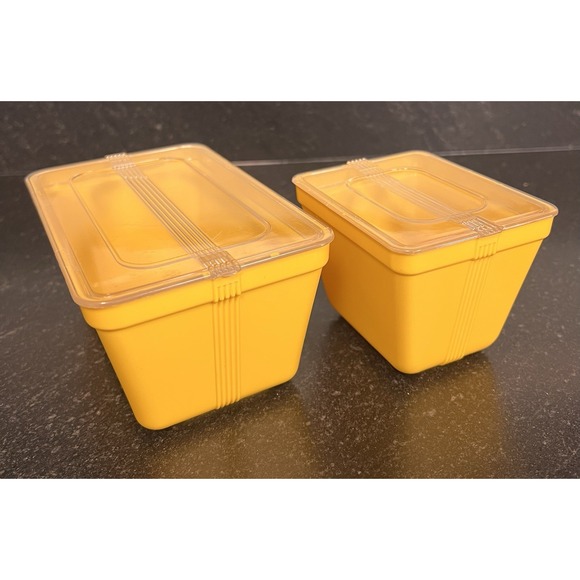 Vintage Stanley Home Products Yellow Food Storage Containers w/ Lids – Set of 2 - Picture 4 of 5